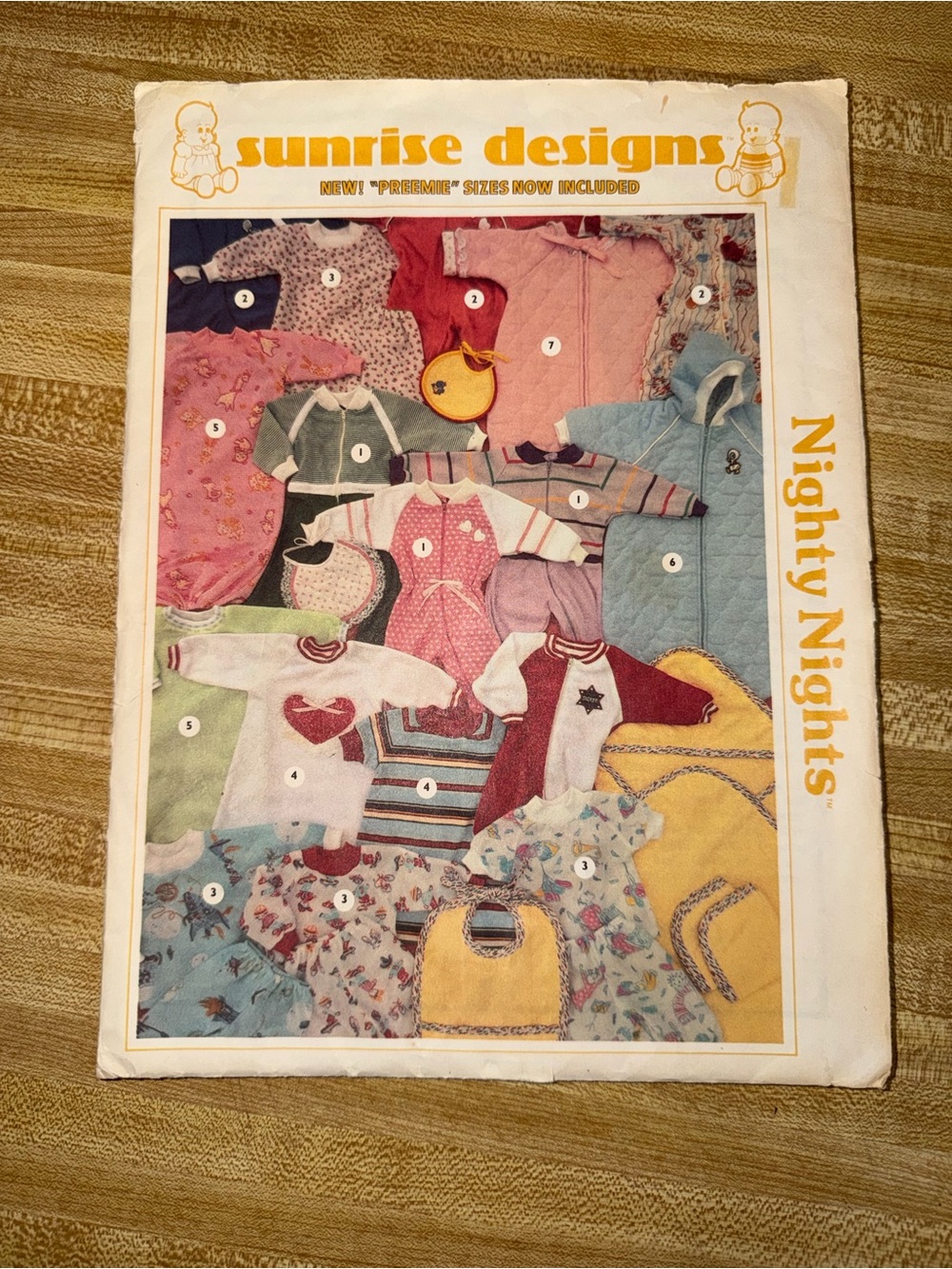 1981‎ Sunrise Designs 'Nighty Nights' Baby Sleepwear sewing Pattern crafts hobby